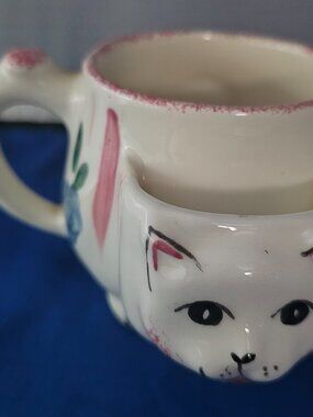 Tea Mug Kitty with Teabag Holder Levine Gifts Inc Hand painted NWOT